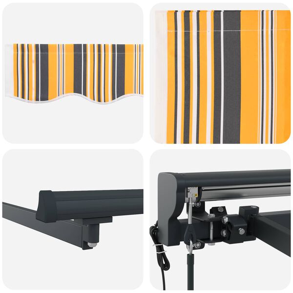 vidaXL Toldo Retr&aacute;ctil Amarillo y Gris 300 x 250 cm Poli&eacute;ster y metal