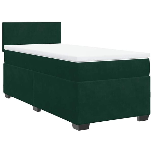 vidaXL Cama box spring con colch&oacute;n terciopelo verde oscuro 80x200 cm