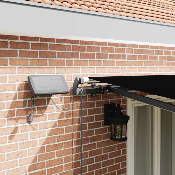 vidaXL Toldo Retr&aacute;ctil con luces de tiras LED Negro 500 x 350 cm tela