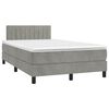 vidaXL Cama box spring colch&oacute;n y LED terciopelo gris claro 120x200 cm