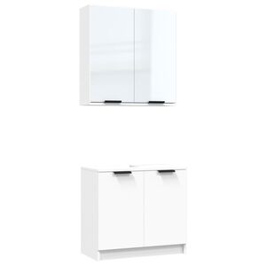 vidaXL Juego de muebles de ba&ntilde;o 2 piezas madera contrachapada blanco