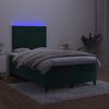 vidaXL Cama box spring colch&oacute;n y LED terciopelo verde oscuro 120x190cm