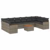 vidaXL Set de sof&aacute;s de jard&iacute;n 11 pzas y cojines rat&aacute;n sint&eacute;tico gris