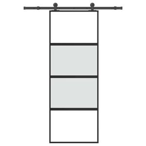 vidaXL Puerta corredera set herrajes vidrio templado aluminio 76x205cm