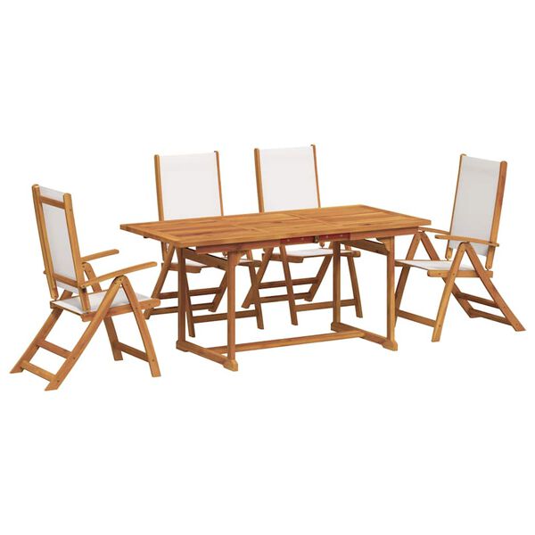 vidaXL Juego comedor de jard&iacute;n 5 pzas madera maciza acacia y textileno
