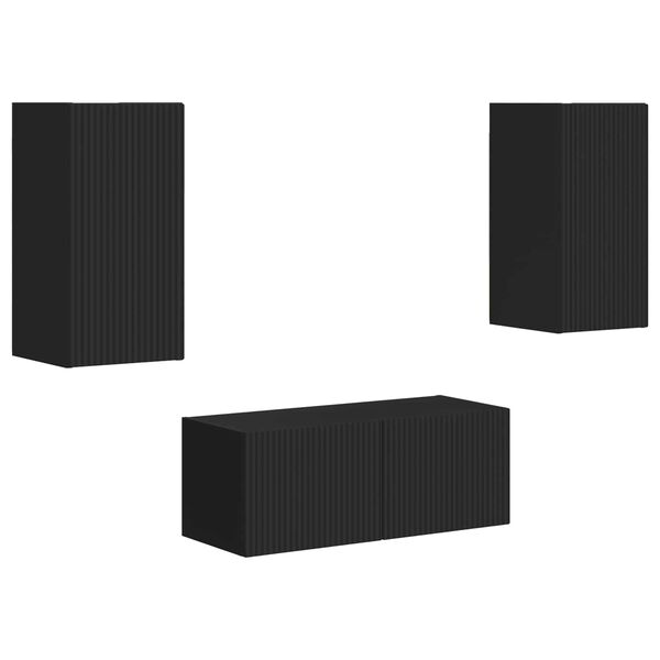 vidaXL Conjunto de mueble de TV 2 pcs Negro Madera de ingenier&iacute;a