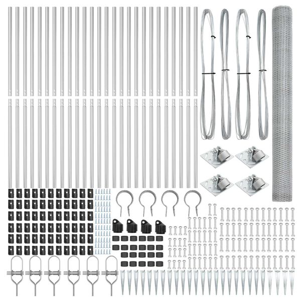 vidaXL Poste de Valla Plateado 50 x 1,5 m (malla de 13 mm) Acero