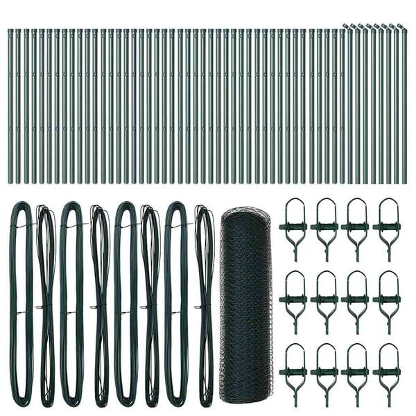 vidaXL Reja con postes Verde 0.5 x 100 m Acero recubierto de PVC