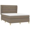 vidaXL Cama box spring con colch&oacute;n tela gris taupe 140x190 cm