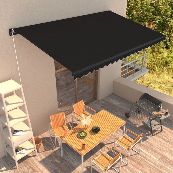 vidaXL Toldo retr&aacute;ctil manual gris antracita 450x300 cm