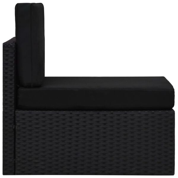 vidaXL Sofá seccional central de ratán sintético negro