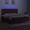 vidaXL Cama box spring colch&oacute;n luces LED tela marr&oacute;n oscuro 200x200 cm
