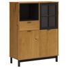 vidaXL Aparador alto con puerta vidrio FLAM madera pino 92x40x122,5 cm