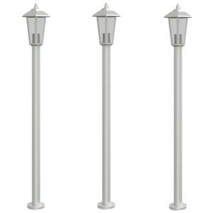 vidaXL L&aacute;mparas de suelo de exterior 3 uds acero inoxidable 120 cm