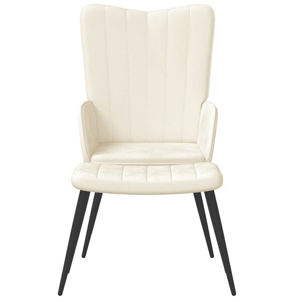 vidaXL Sill&oacute;n de relax con taburete terciopelo blanco crema