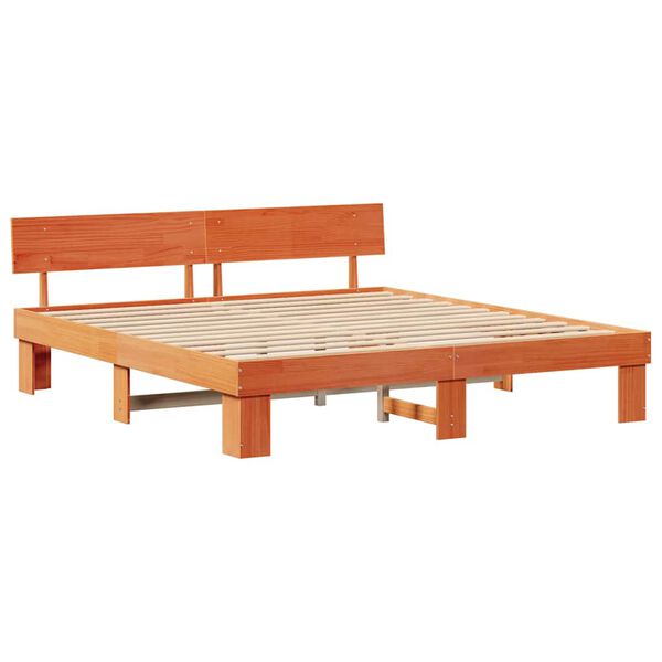 vidaXL Estructura de cama con cabecera Marr&oacute;n cera 180 x 200 cm