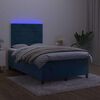 vidaXL Cama box spring colch&oacute;n y LED terciopelo azul oscuro 120x190 cm