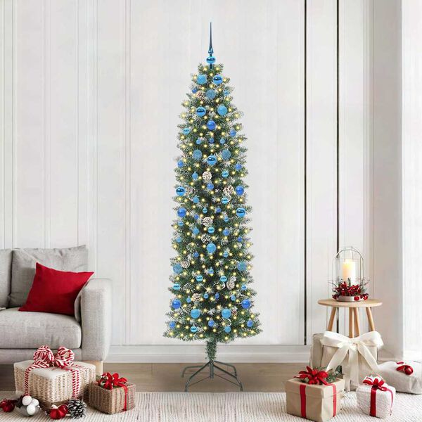 vidaXL &Aacute;rbol Navide&ntilde;o Artificial Delgado con 300 LED Verde y 210 cm