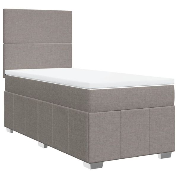 vidaXL Cama box spring con colch&oacute;n tela gris taupe 90x190 cm