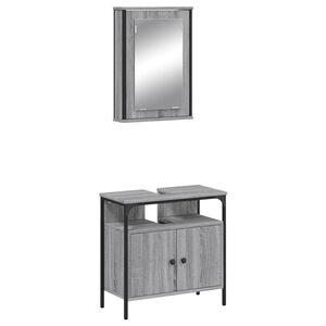 vidaXL Set de muebles de ba&ntilde;o 2 pzas madera contrachapada gris sonoma