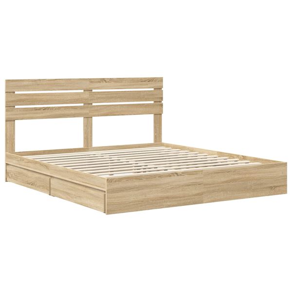 vidaXL Cama con almacenamiento con cabecera Roble Sonoma 180 x 200 cm