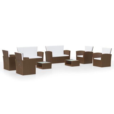vidaXL Set muebles de jardín 8 pzas y cojines ratán sintético marrón