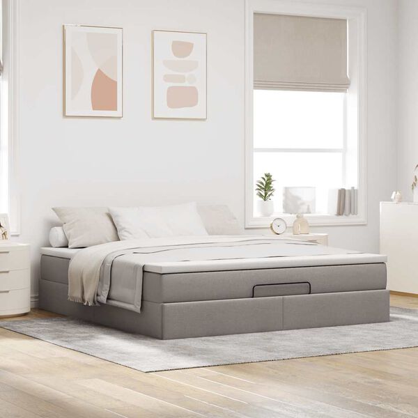 vidaXL Estructura de cama otomana colch&oacute;n tela gris pardo 160x200cm