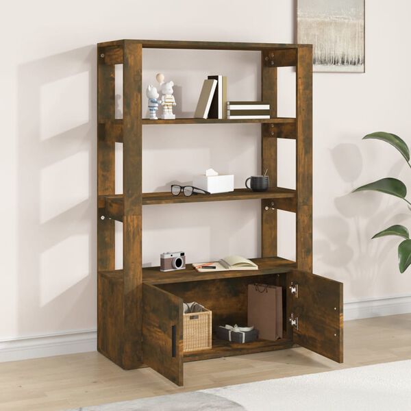 vidaXL Aparador madera contrachapada roble ahumado 80x30x119,5 cm