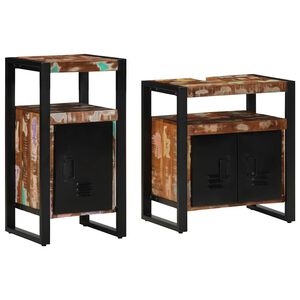 vidaXL Juego de muebles de ba&ntilde;o 2 uds. Marr&oacute;n Madera reciclada maciza