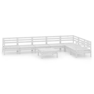 vidaXL Juego de muebles de jard&iacute;n 8 piezas madera maciza pino blanco