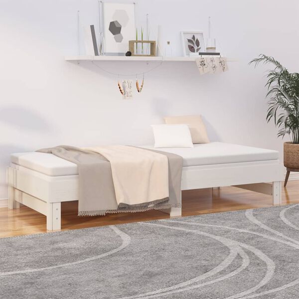 vidaXL Sof&aacute; cama extra&iacute;ble sin colch&oacute;n blanco 2x(90x200) cm