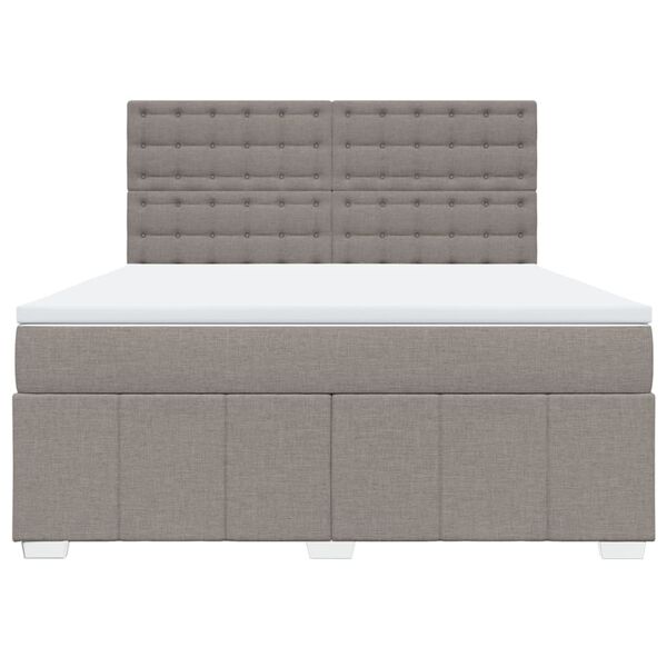 vidaXL Cama box spring con colch&oacute;n tela gris taupe 180x200 cm