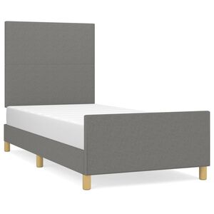 vidaXL Estructura de cama sin colch&oacute;n tela gris oscuro 90x200 cm