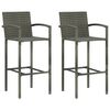 vidaXL Taburetes de cocina 2 unidades rat&aacute;n sint&eacute;tico gris