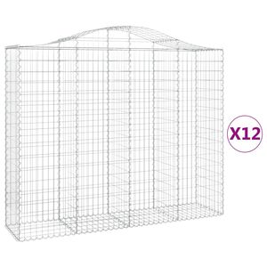 vidaXL Cestas gaviones 12 uds forma de arco hierro 200x50x160/180 cm