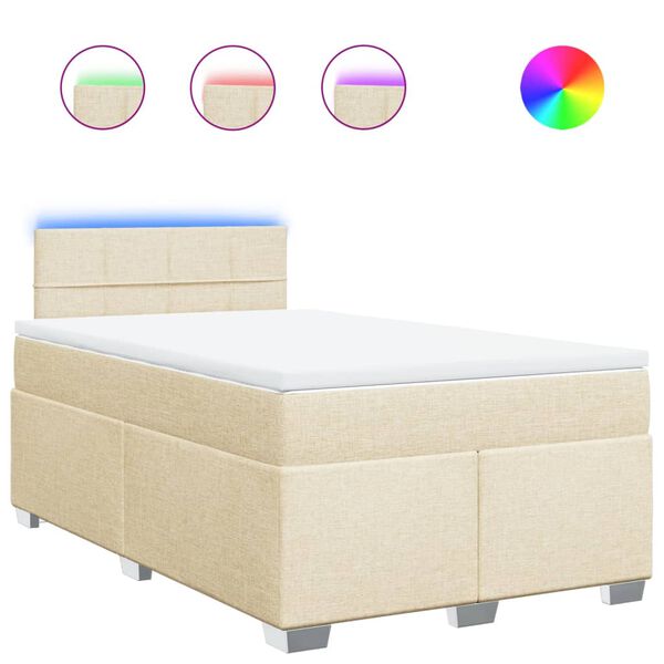 vidaXL Cama box spring con colch&oacute;n tela color crema 120x190 cm