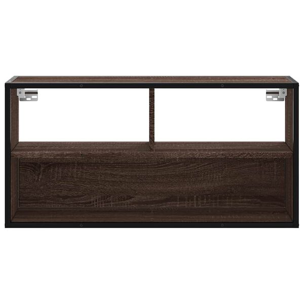 vidaXL Mueble TV madera ingenier&iacute;a y metal marr&oacute;n roble 80x31x39,5 cm