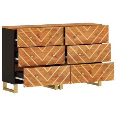 vidaXL Armario auxiliar 2 uds madera mango marrón negro 60x33,5x75cm