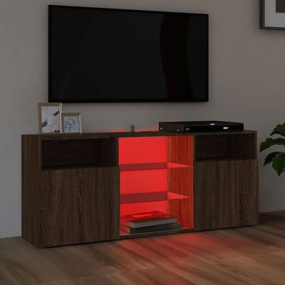 vidaXL Mueble de TV con luces LED marrón roble 120x30x50 cm