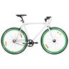 vidaXL Bicicleta de piñón fijo blanco y verde 700c 59 cm