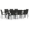 vidaXL Set de comedor de jard&iacute;n 9 pzas y cojines rat&aacute;n sint&eacute;tico negro