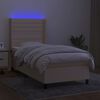 vidaXL Cama box spring colch&oacute;n y luces LED tela crema 80x200 cm