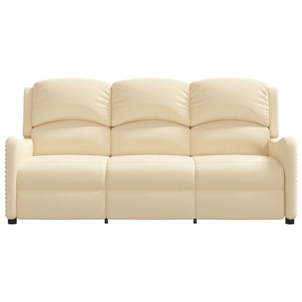 vidaXL Sill&oacute;n reclinable de masaje de 3 plazas tela crema