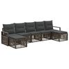 vidaXL Conjunto de sof&aacute;s de jard&iacute;n 7 uds. Gris rat&aacute;n sint&eacute;tico