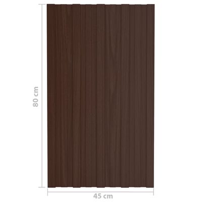 vidaXL Panel para tejado acero galvanizado marrón 12 unidades 80x45 cm