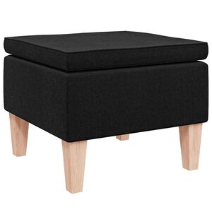 vidaXL Taburete con patas de madera tapizado tejido negro