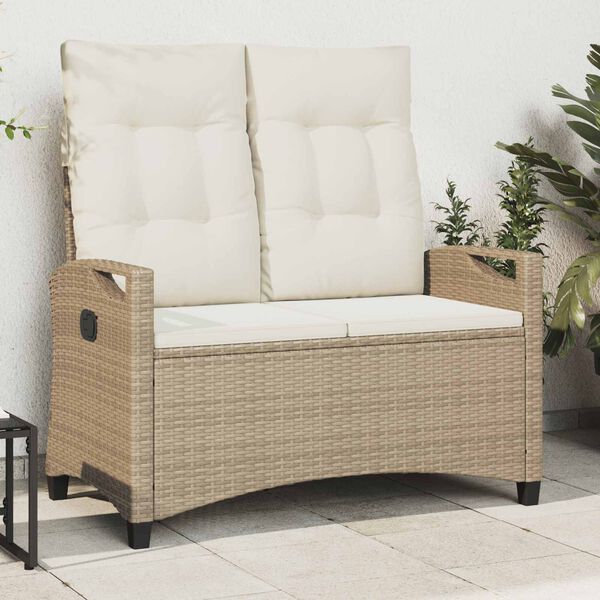 vidaXL Banco de jard&iacute;n con almohada Beige y Crema 105 x 60 x 112 cm