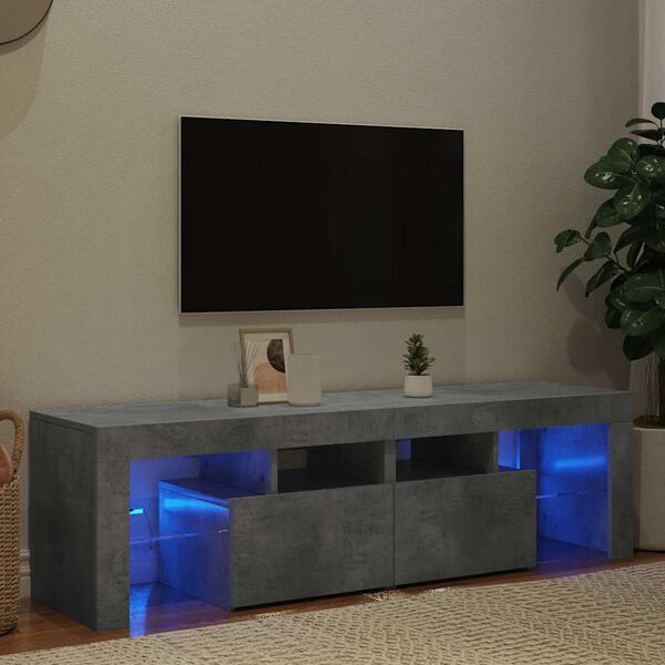 vidaXL Mueble de TV con luces LED gris hormig&oacute;n 140x36,5x40 cm