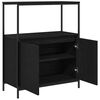 vidaXL Mueble de ba&ntilde;o con estantes roble negro 76,5x35x95 cm