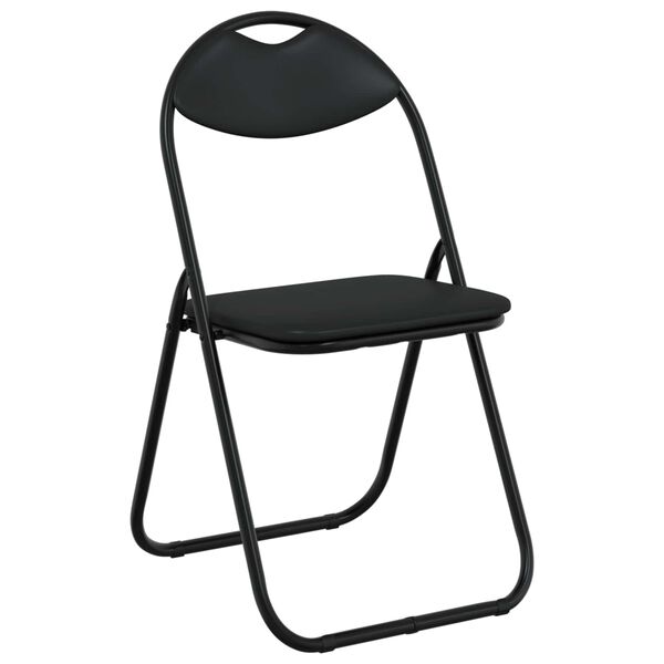 vidaXL Silla Plegable 2 pcs Negro 48 x 43,5 x 81 cm Cuero sint&eacute;tico